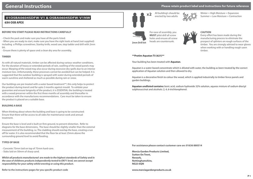 Mercia Garden Products 01OSBA0604SDFW-V1 General instructions Mercia Garden Products 01OSBA0604SDFW-V1 General instructions