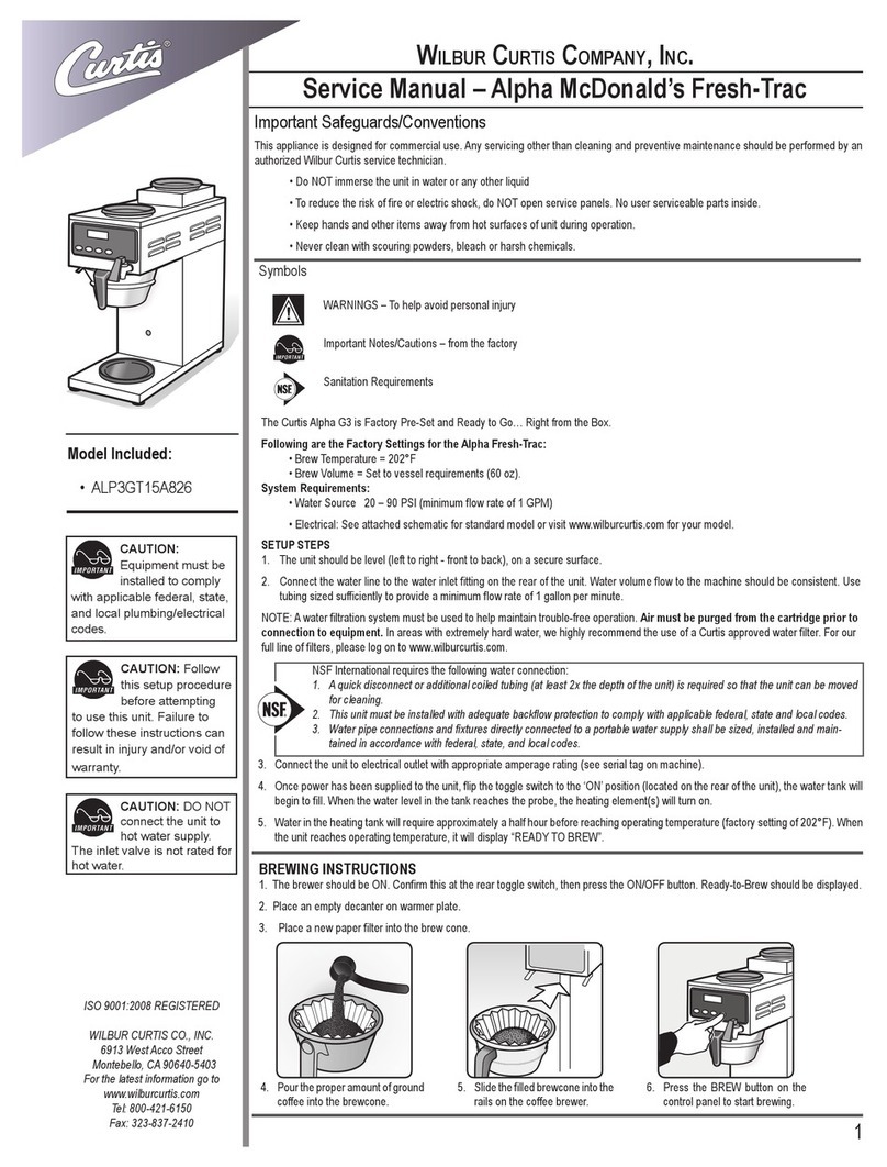 Wilbur Curtis Alpha McDonald's Fresh-Trac ALP3GT15A826 Service manual Wilbur Curtis Alpha McDonald's Fresh-Trac ALP3GT15A826 Service manual