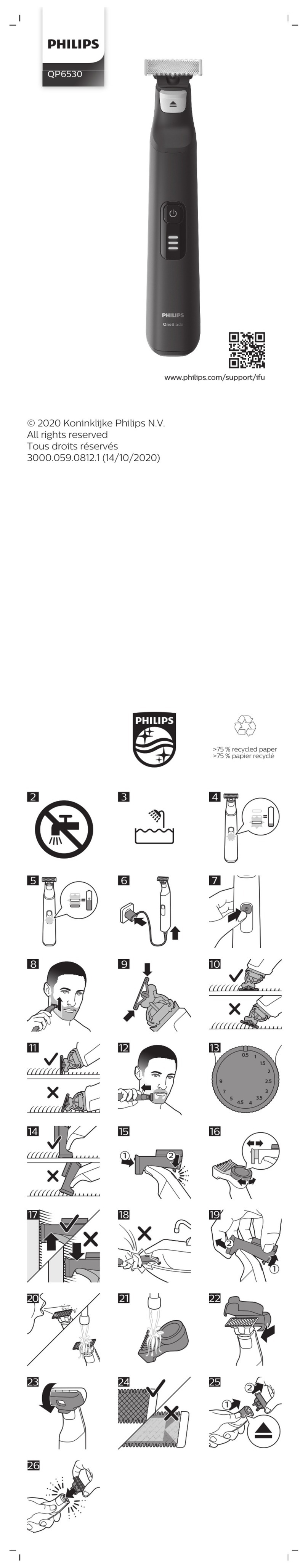 Philips OneBlade Pro Face QP6530 User manual Philips OneBlade Pro Face QP6530 User manual