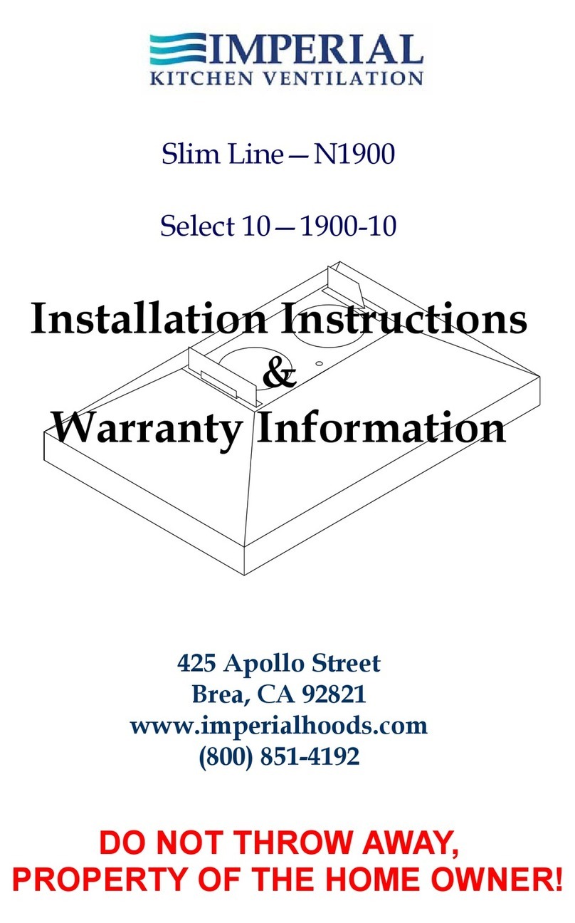 Imperial Cal Products Slim Series Installation instructions & warranty information