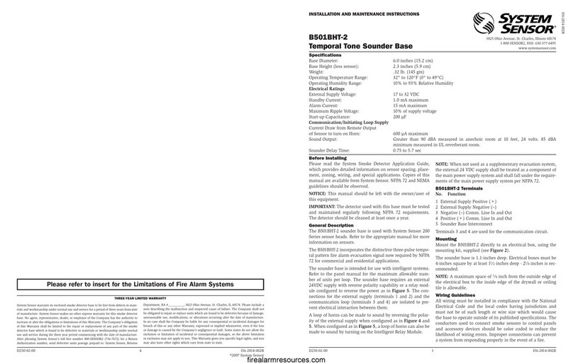 System Sensor B501BHT-2 User manual System Sensor B501BHT-2 User manual