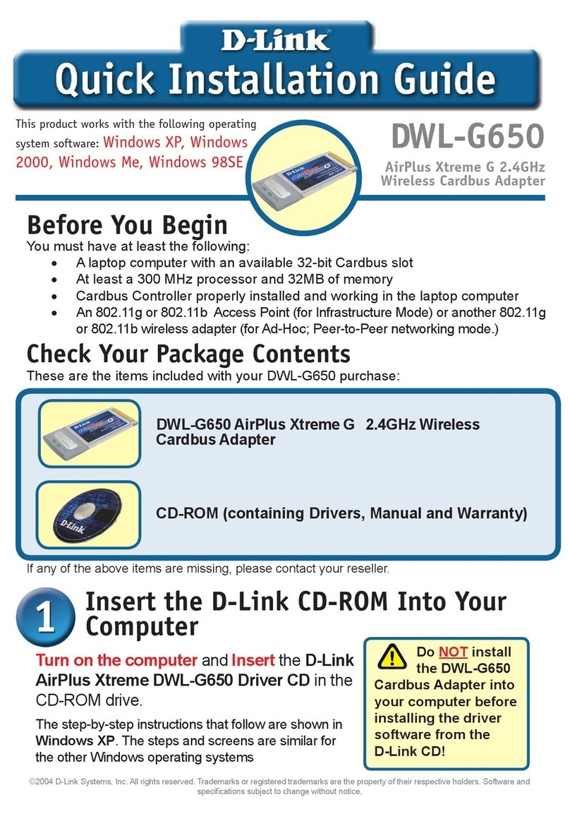 D-Link AirPlus Xtreme G DWL-G650 User manual