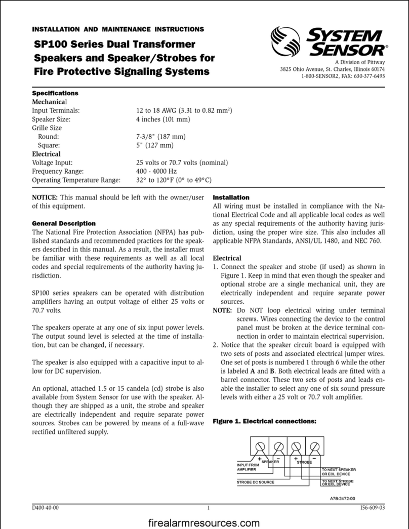 Pittway System Sensor SP100 Series User manual