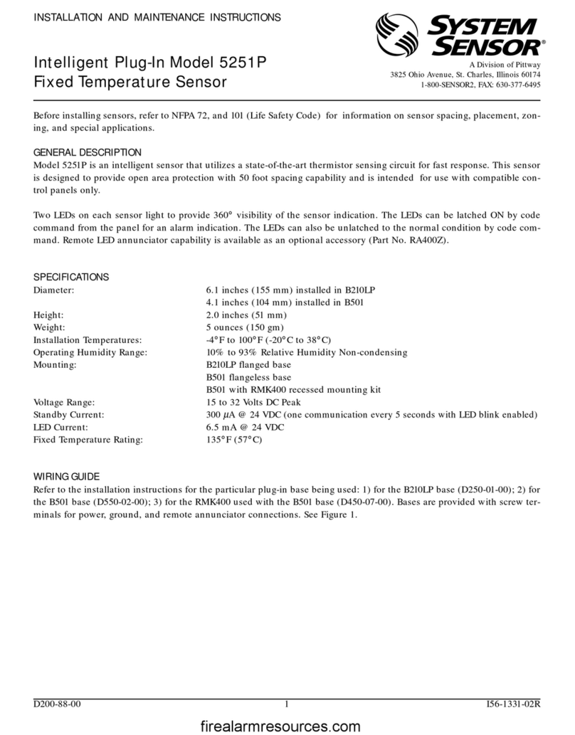 Pittway System Sensor 5251P Installation and maintenance instructions