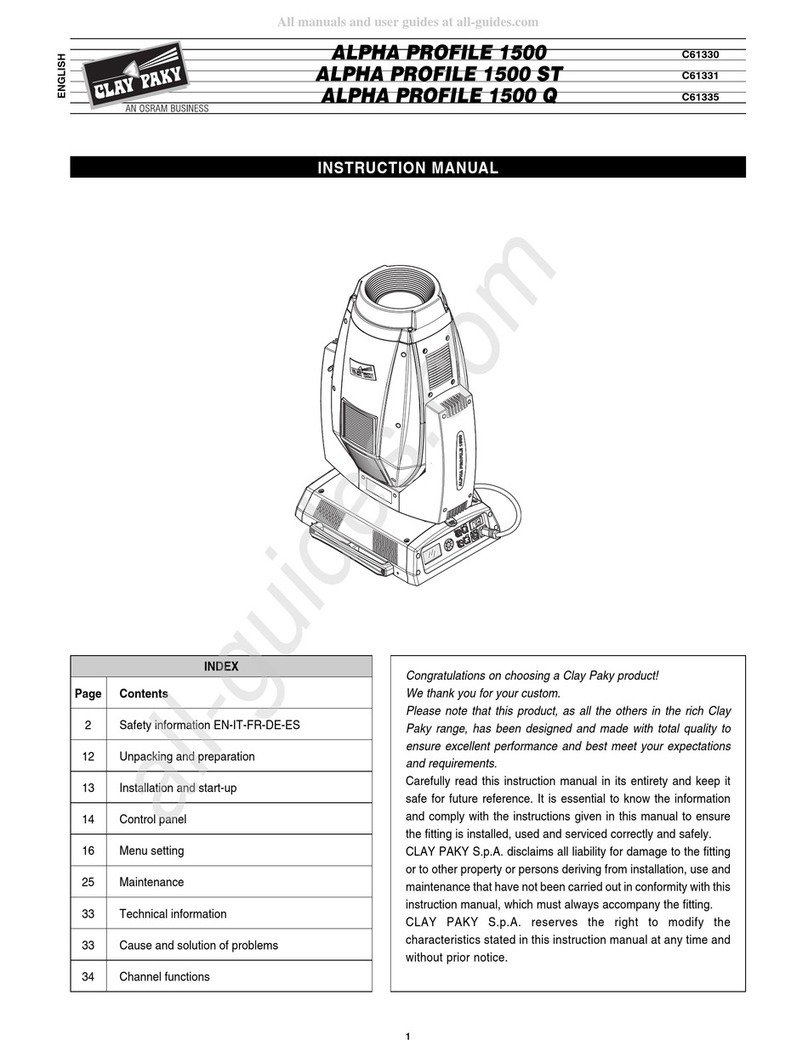 Claypaky ALPHA PROFILE 1500 Q User manual