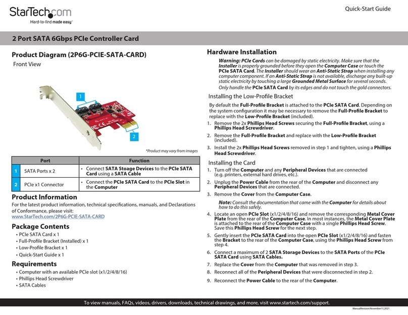 StarTech.com 2P6G-PCIE-SATA-CARD quick start guide
