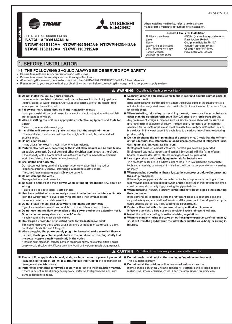Mitsubishi Electric Trane NTXWPH06B112A Series installation manual