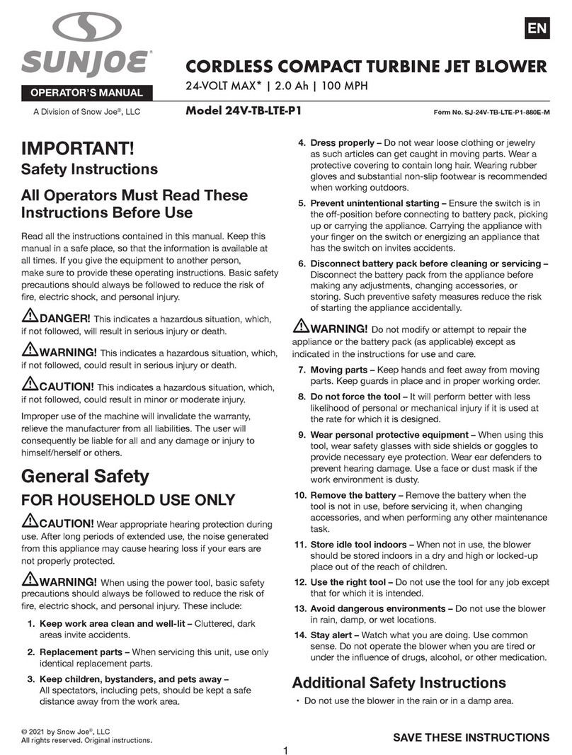 SNOWJOE SUNJOE 24V-TB-LTE-P1 User manual
