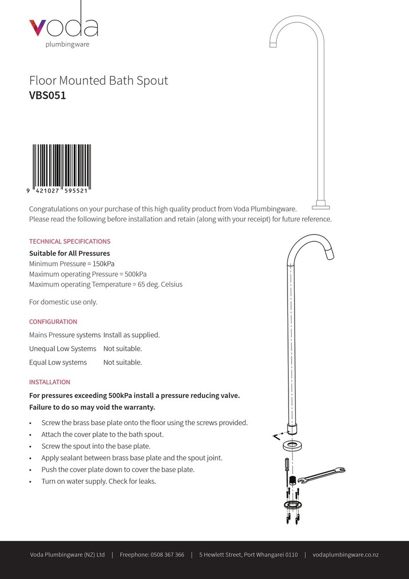 Voda Plumbingware VBS051 quick start guide