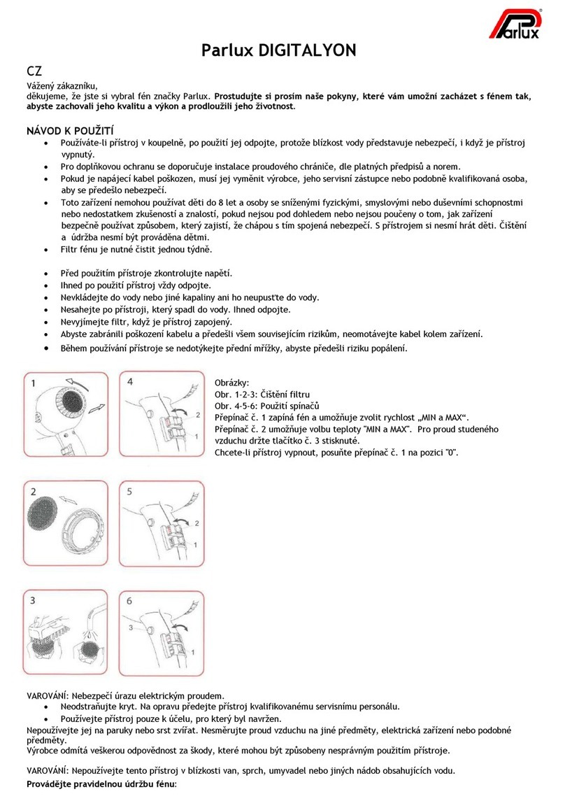 Parlux DIGITALYON Instructions for use