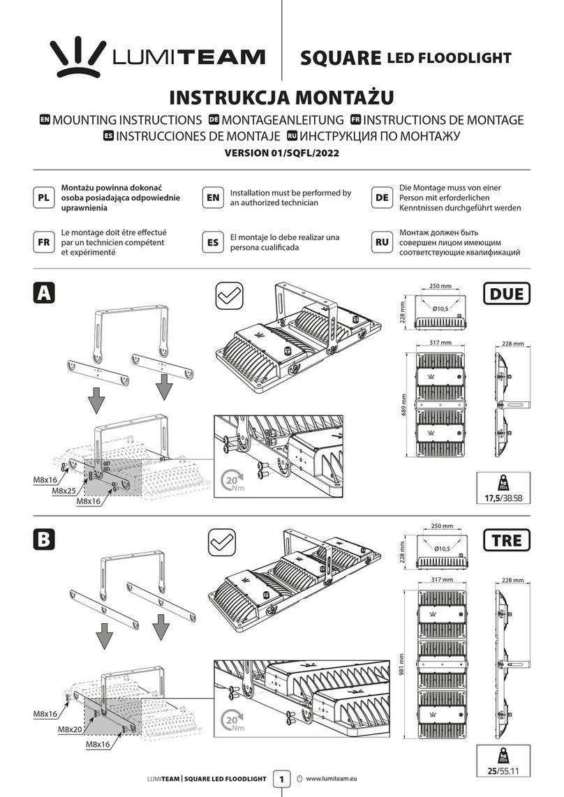 LUMI TEAM SQUARE LED FLOODLIGHT Mounting instructions