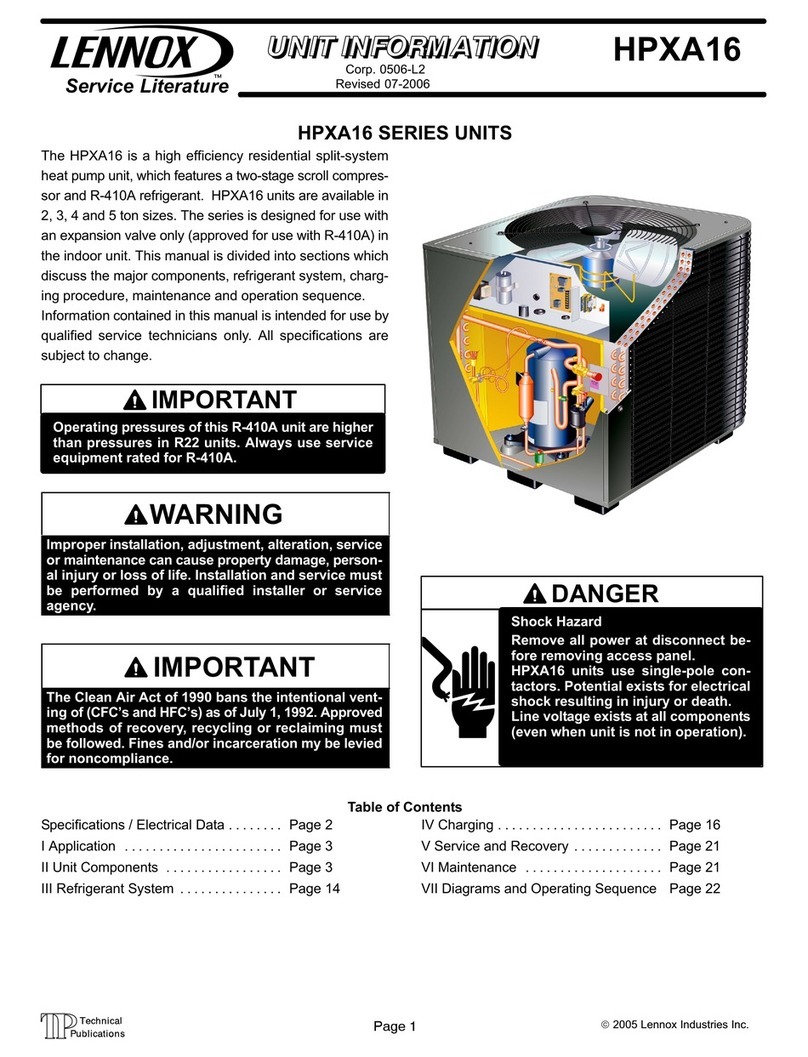 Lennox HPXA16 series Installation and operation manual Lennox HPXA16 series Installation and operation manual