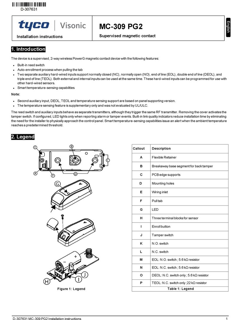 Tyco MC-309 PG2 installation instructions