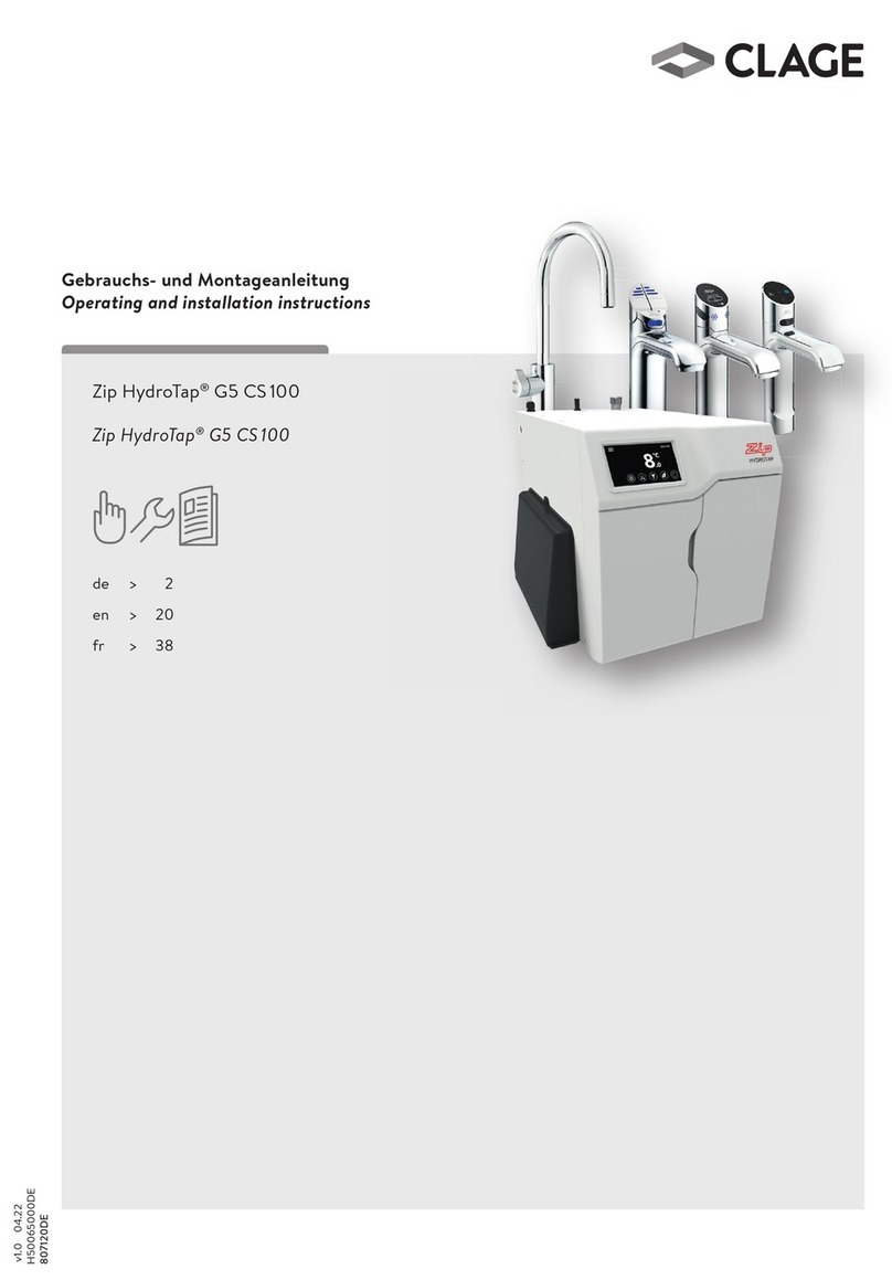 clage Zip HydroTap G5 CS 100 Operating and installation instructions clage Zip HydroTap G5 CS 100 Operating and installation instructions