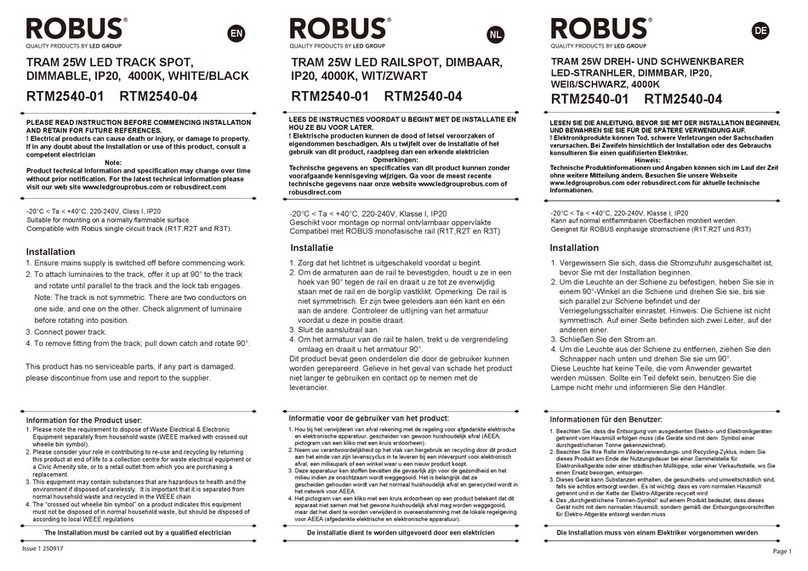 LED Group Robus RTM2540-01 manual