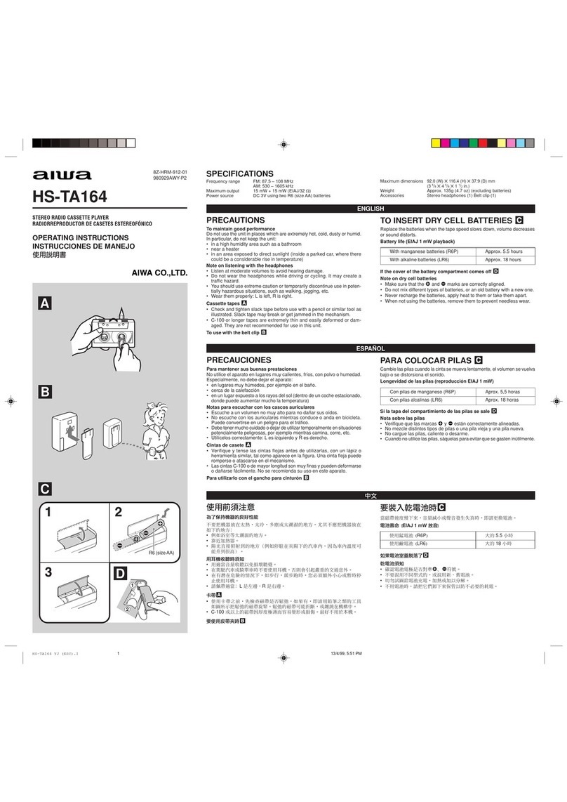 Aiwa HS-TS164 operating instructions
