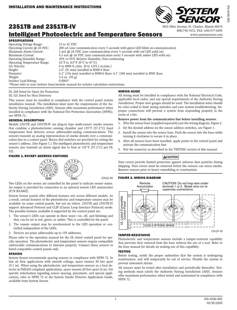 System Sensor 2351TB Installation and maintenance instructions