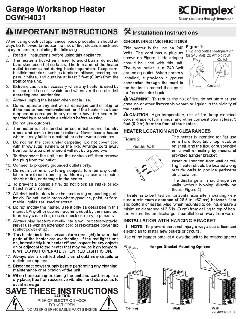 Dimplex DGWH4031 quick start guide