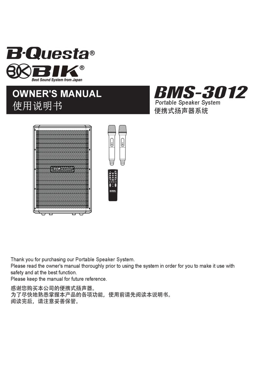 BIK B-Questa BMS-3012 owner's manual