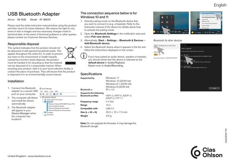 Clas Ohlson XF-B9001 quick start guide