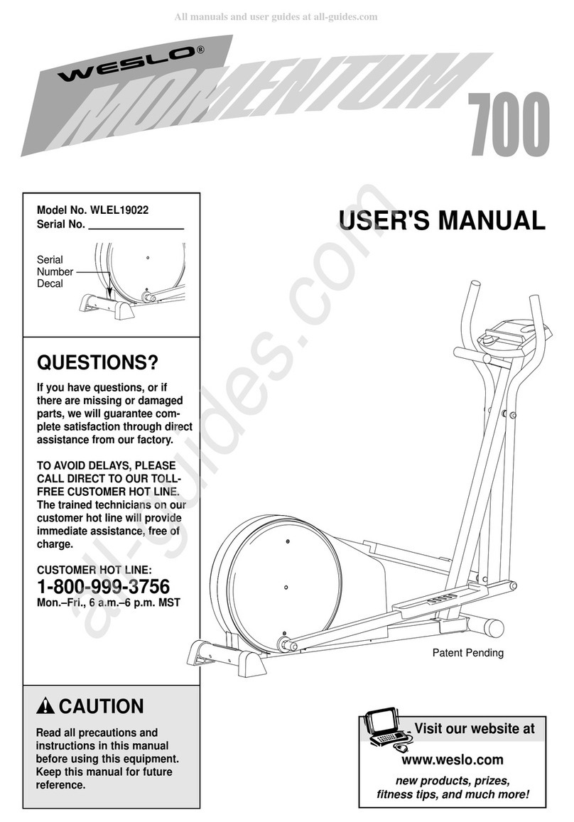 Weslo WLEL19022 user manual