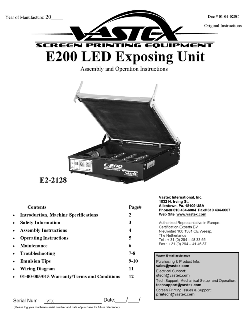 VASTEX E2-2128 Assembly and operation instructions