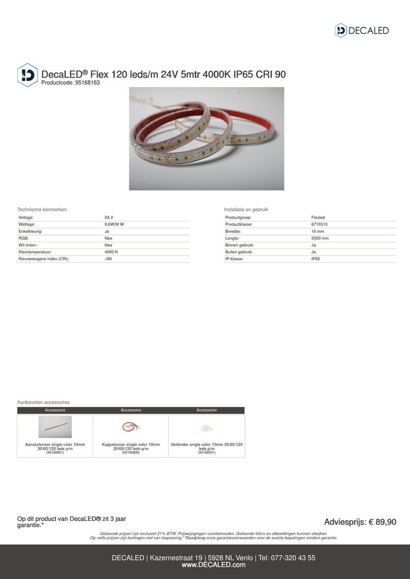 DecaLED Flex 120 leds/m 24V 5mtr 4000K IP65 CRI 90 quick start guide