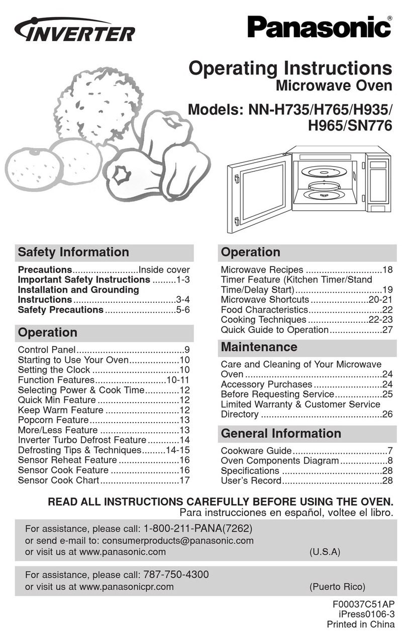 Panasonic inverter NN-H735 operating instructions