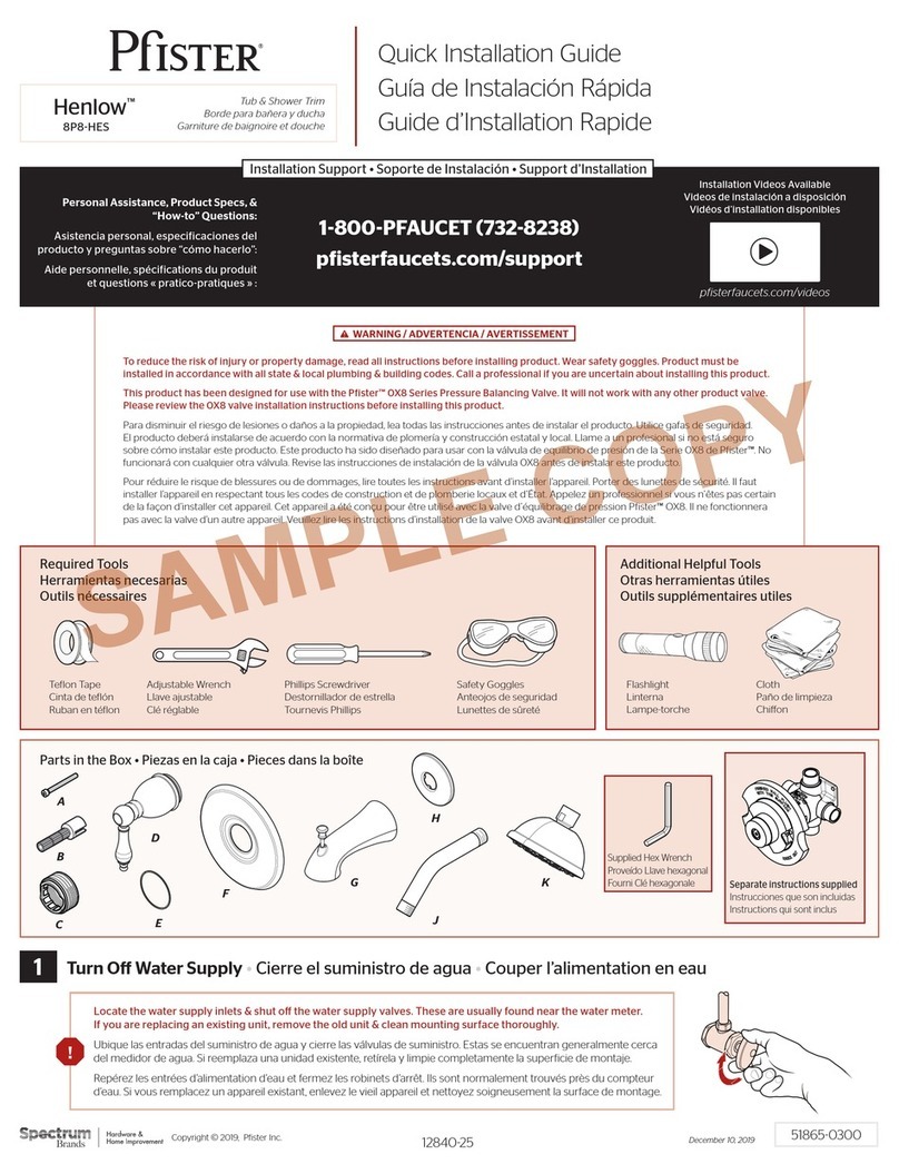 Spectrum Brands Pfister Henlow 8P8-HES Quick installation guide
