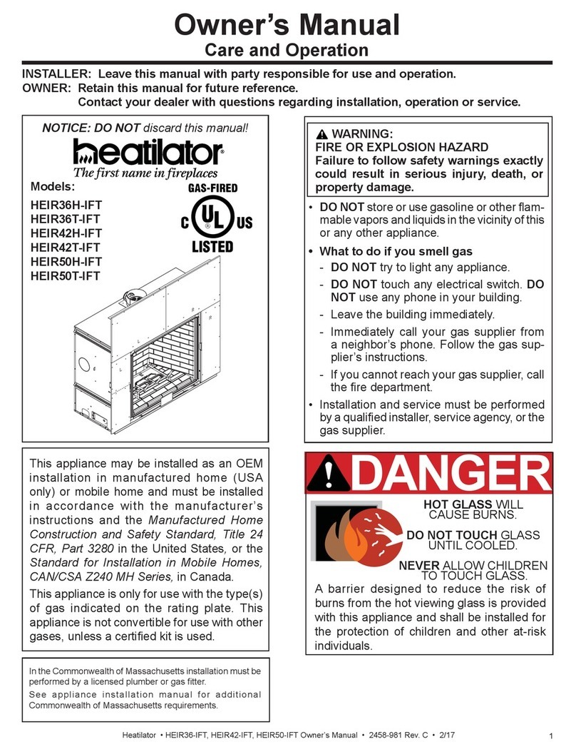 Heatilator HEIR36T-IFT owner's manual