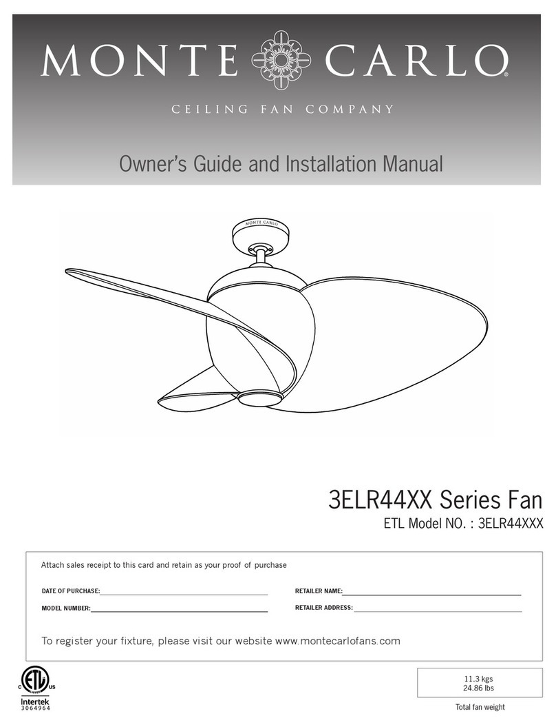 Monte Carlo Fan Company 3ELR44 Series Owner's guide and installation manual