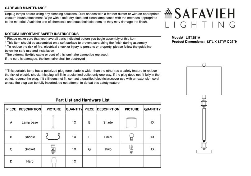 Safavieh LIT4281A quick start guide Safavieh LIT4281A quick start guide