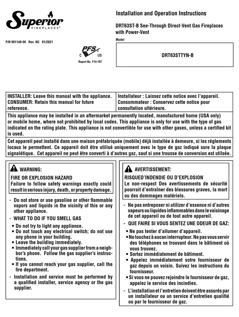 Superior Fireplaces DRT63ST-B Installation & operation instructions