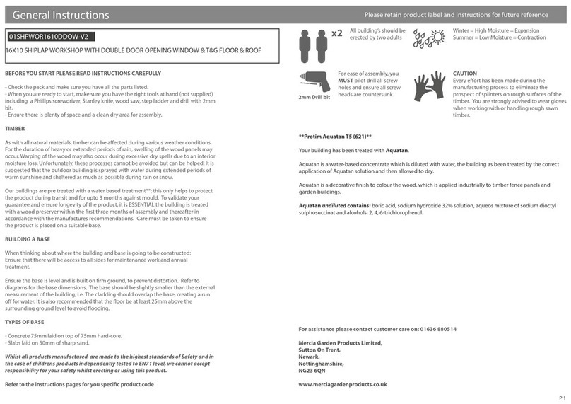 Mercia Garden Products 01SHPWOR1610DDOW-V2 General instructions