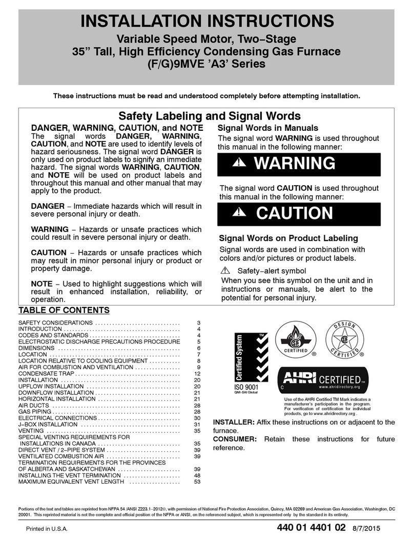International comfort products G9MVE A3 Series installation instructions