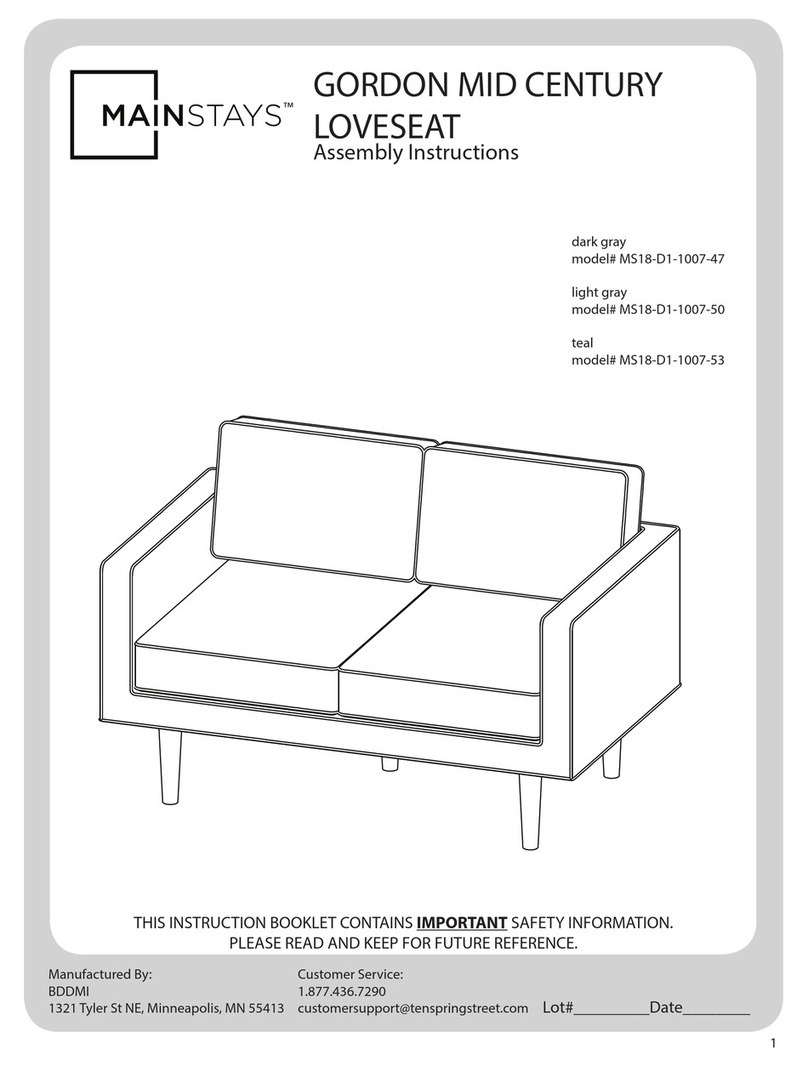 Mainstays GORDON MID CENTURY LOVESEAT MS18-D1-1007-47 User manual