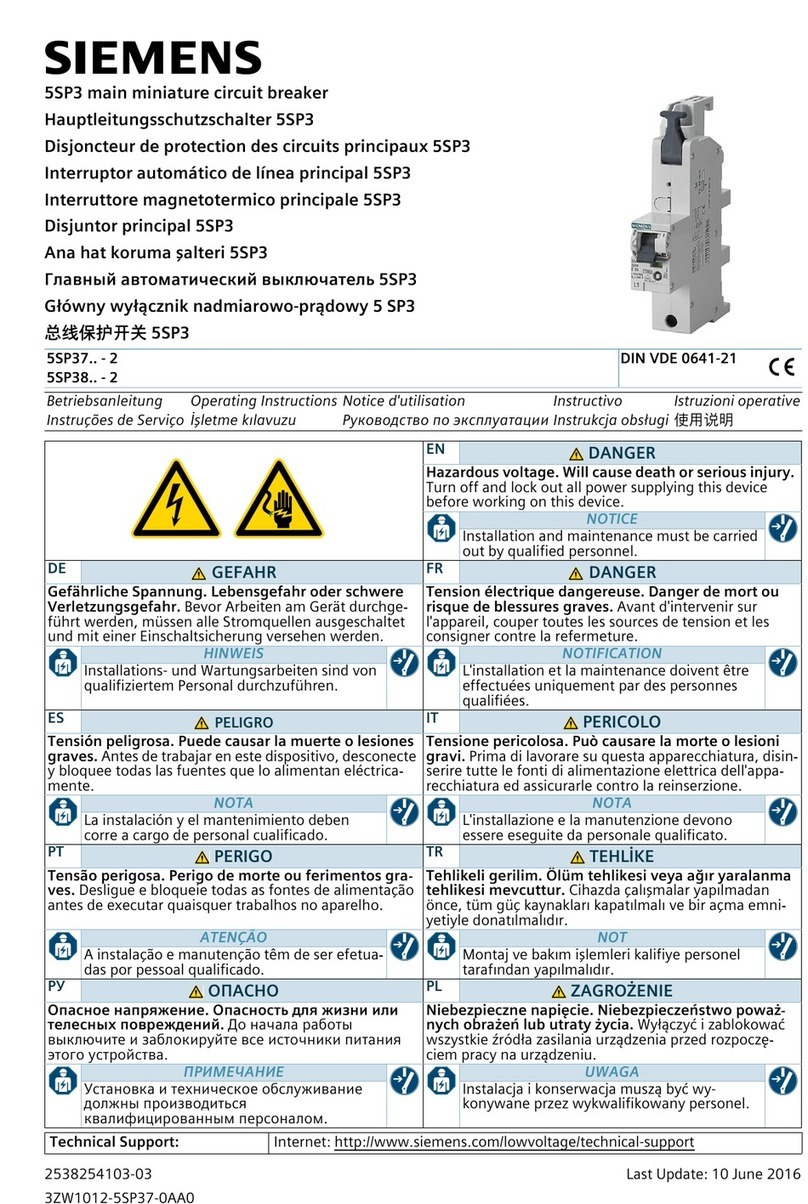 Siemens 5SP3 Series operating instructions