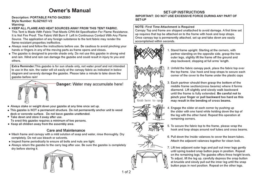 Pacific Casual 5LGZ1027-V2 owner's manual