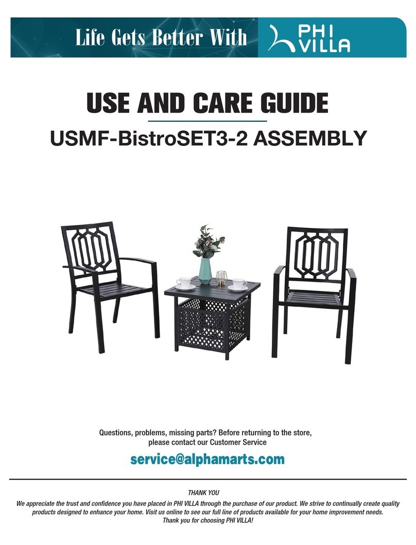 PHI VILLA USMF-BistroSET3-2 ASSEMBLY Use and care guide