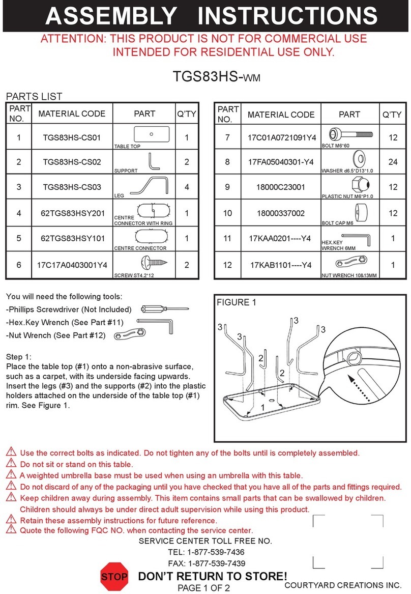 Courtyard Creations TGS83HS-WM Assembly instructions