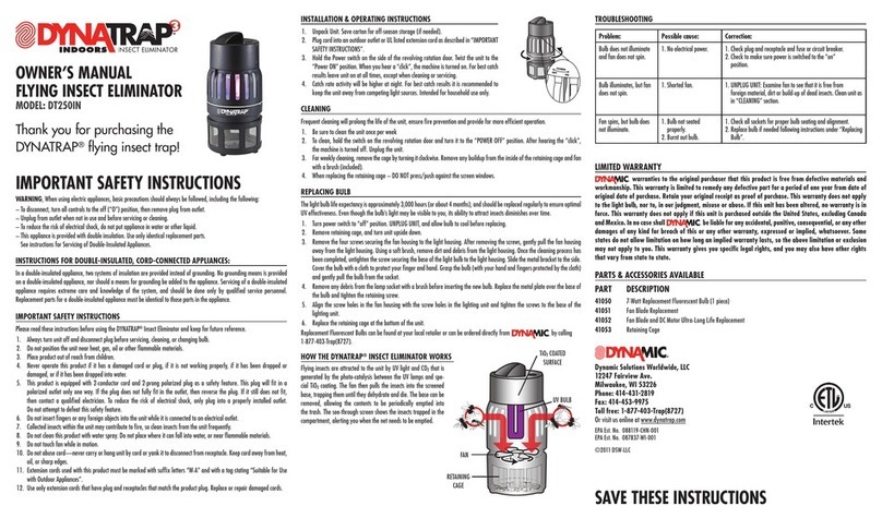 DynaTrap DT250IN User manual