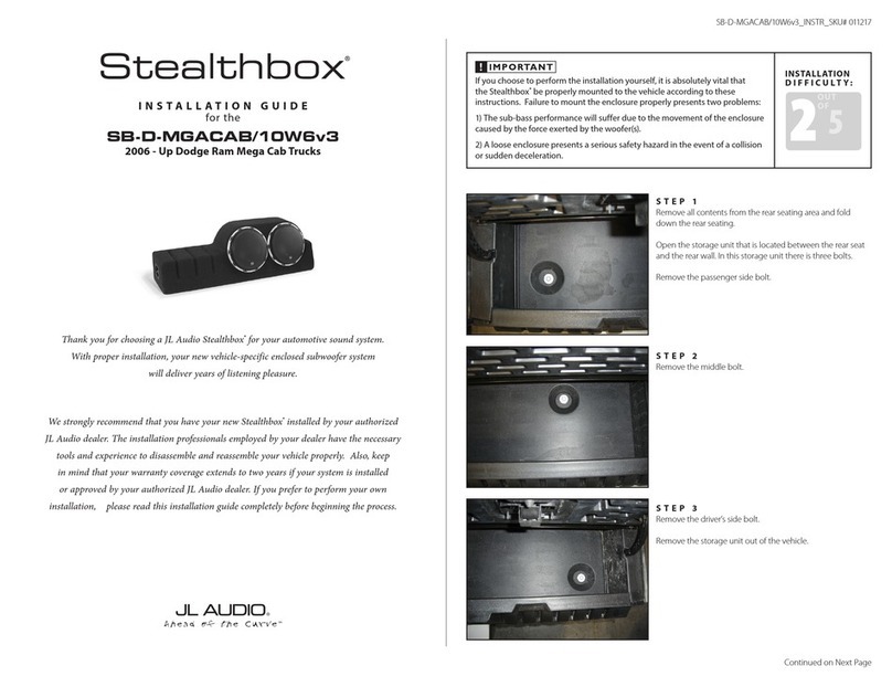 JL Audio Stealthbox SB-D-MGACAB/10W6v3 User manual JL Audio Stealthbox SB-D-MGACAB/10W6v3 User manual
