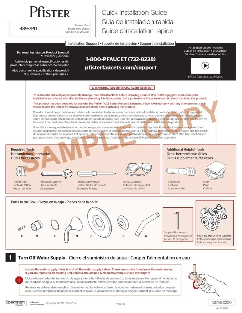 Pfister Pasadena R89-7PD Quick installation guide