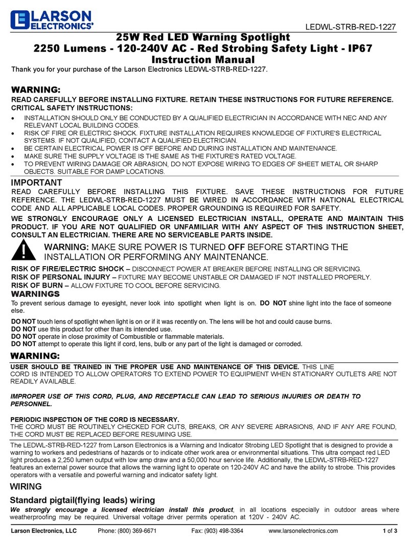 Larson Electronics LEDWL-STRB-RED-1227 instruction manual
