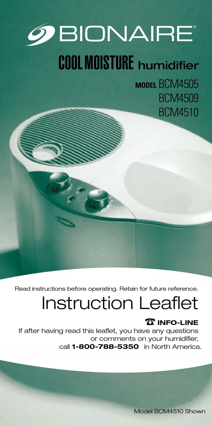 Bionaire COOL MOISTURE BCM4509 Manual Bionaire COOL MOISTURE BCM4509 Manual
