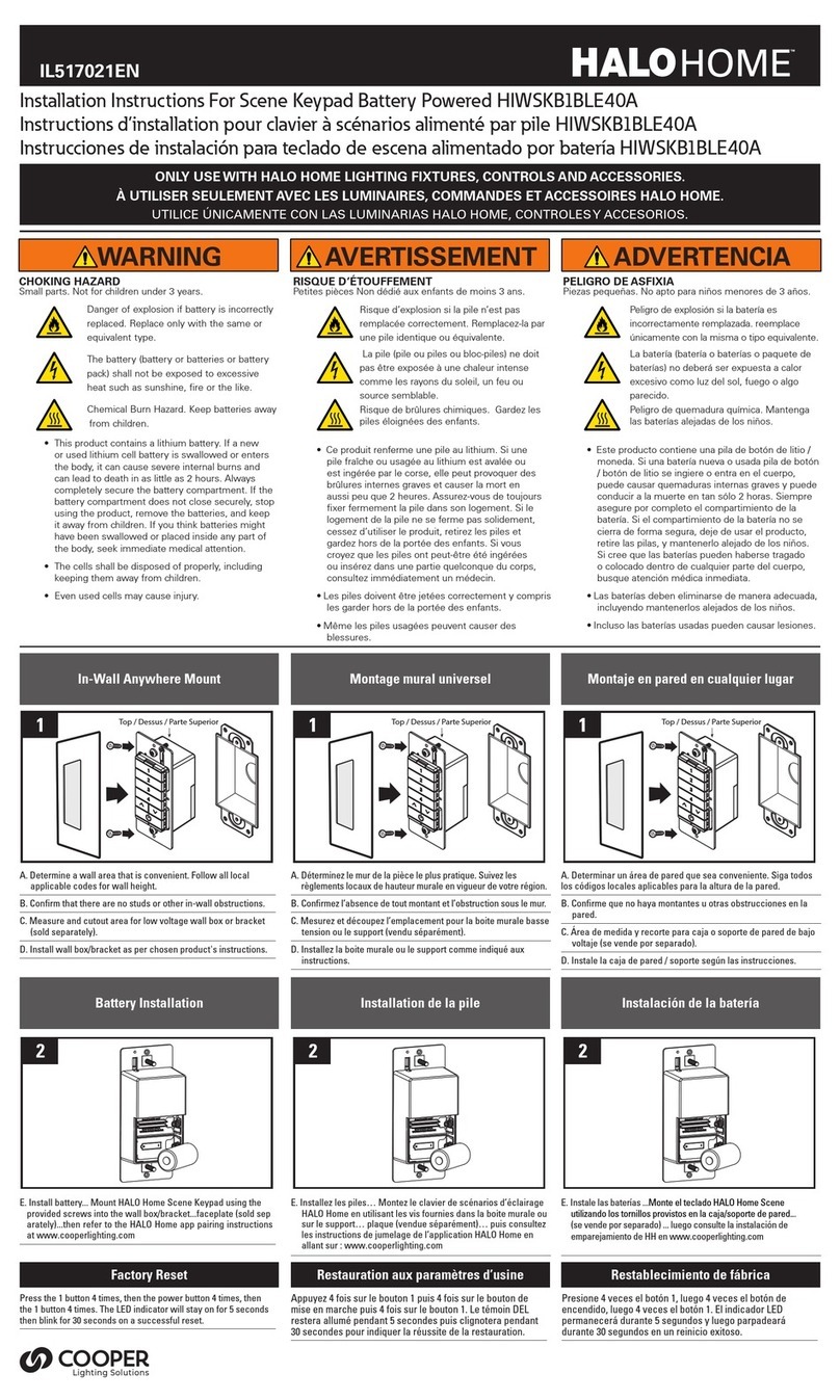 Cooper Lighting Solutions HIWSKB1BLE40AWH installation instructions