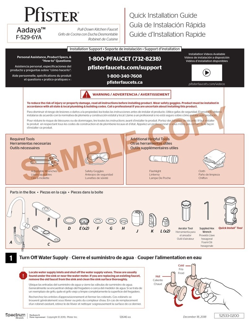 Pfister Aadaya F-529-6YA User manual
