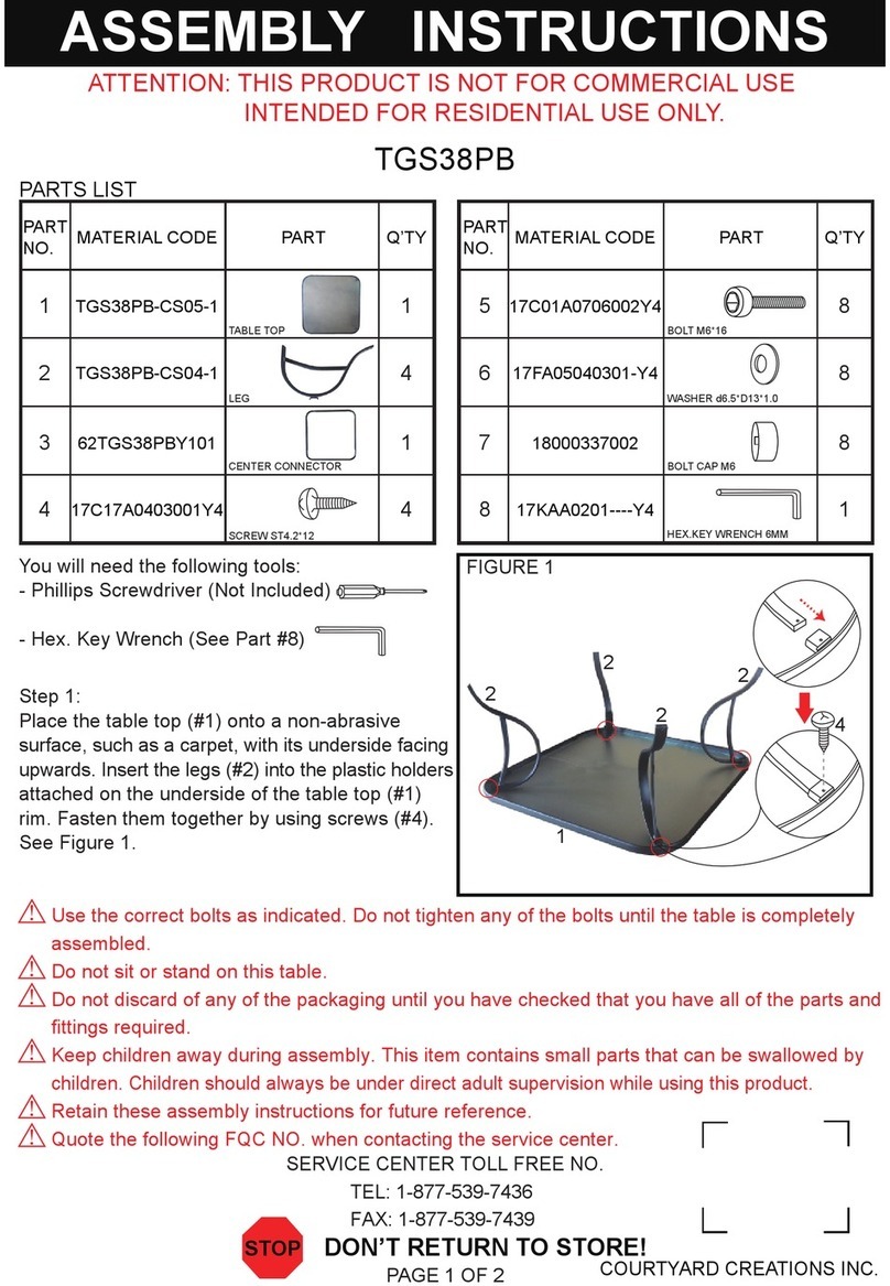 Courtyard Creations TGS38PB User manual