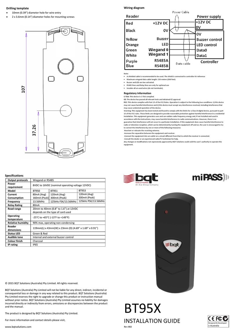 Ava bqt miPASS BT95 Series installation guide
