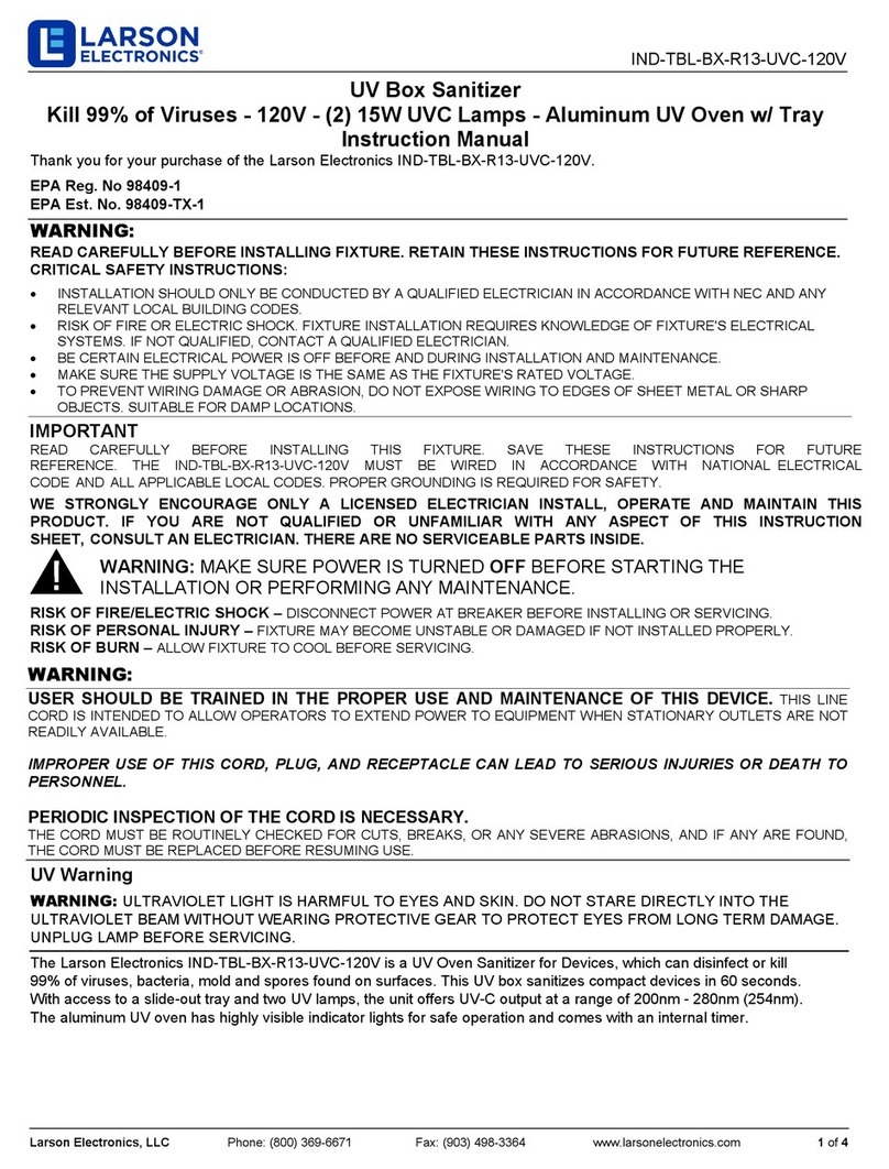 Larson Electronics IND-TBL-BX-R13-UVC-120V User manual